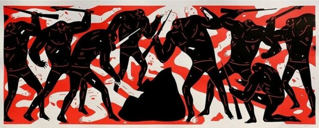 Burning The Dead Red Silkscreen Print by Cleon Peterson