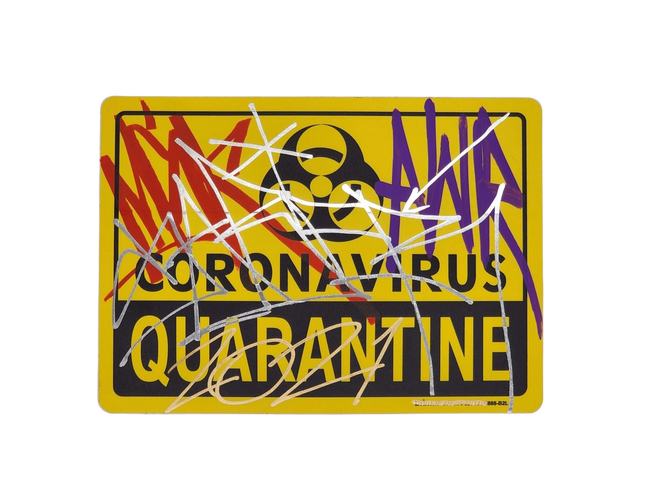 Coronavirus Quarantine Slap-Up Label Sticker Original Tag Art by Saber