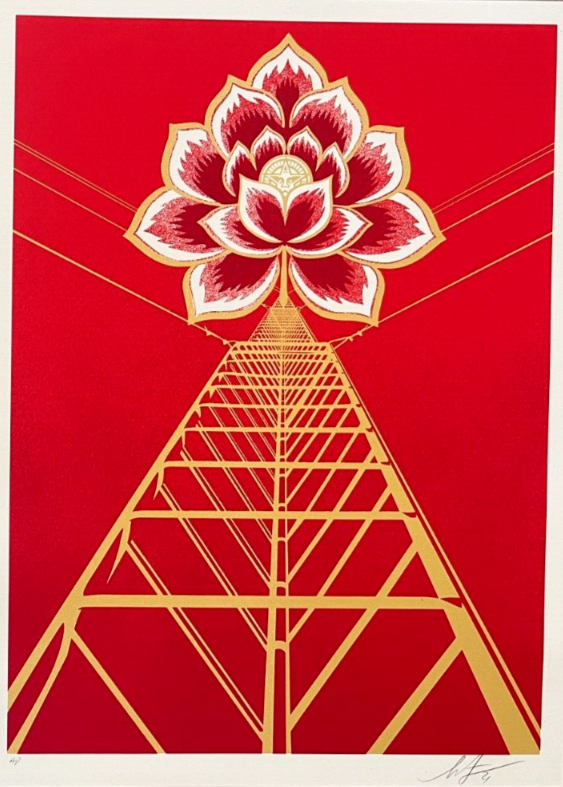 Flower Power Red AP Silkscreen Print by Shepard Fairey- OBEY