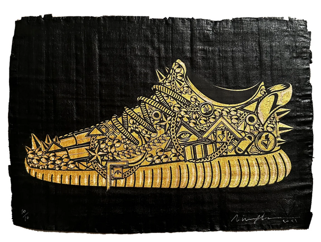 Holy Grails Yeezys Papyrus Blacked Out- Side Silkscreen Print by Marwan Shahin
