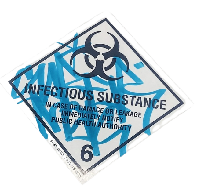 Infectious Substance Slap-Up Label Sticker Original Tag Art by Saber Blue 1