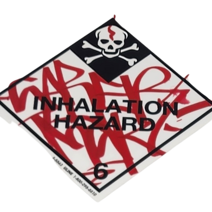 Inhalation Hazard Skull Slap-Up Label Sticker Original Tag Art by Saber Red 2