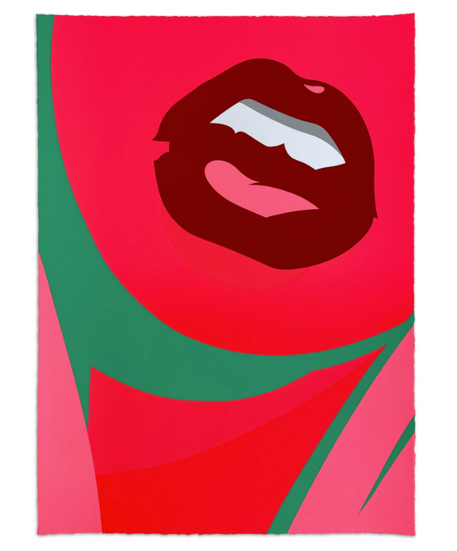 Open Mouth FL Red & Green Emote Monoprints Silkscreen Print by Pose- Jordan Nickel