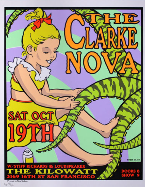 The Clarke Nova Stiff Richards AP 1995 San Francisco CA Silkscreen Print by Frank Kozik