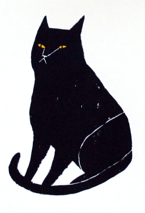 Black Cat HPM Silkscreen Print by Jen Collins