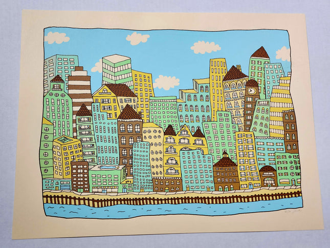 City By The Sea XL Silkscreen Print by Nate Duval