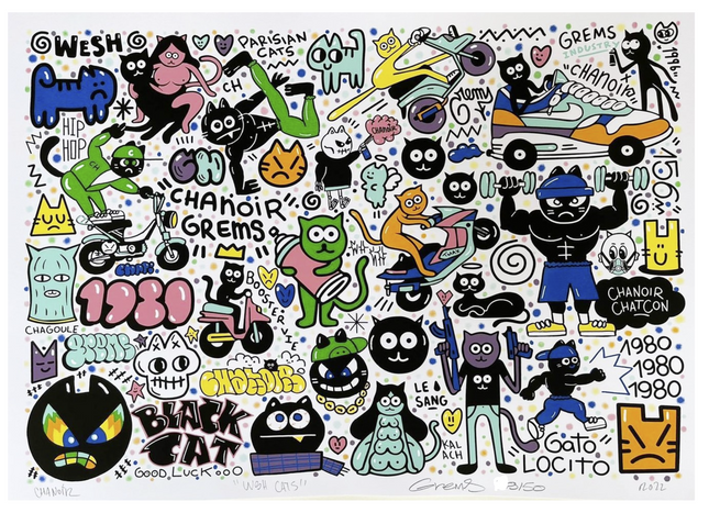 Wesh Cat Serigraph Print by Chanoir x Chacon x Germs