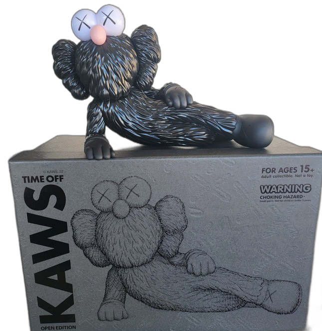 Time Off Black Fine Art Toy by Kaws- Brian Donnelly
