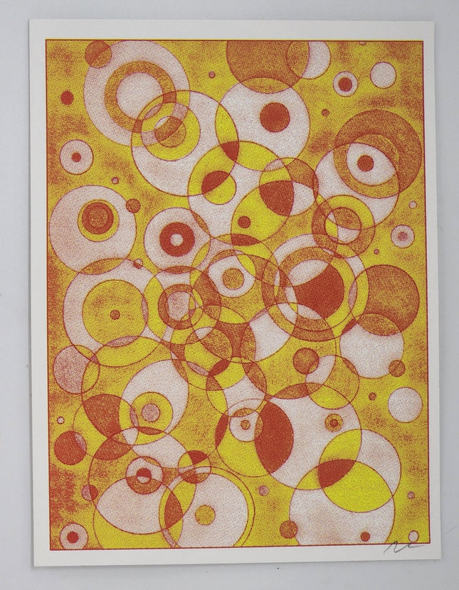 Abstract Circles Orange Silkscreen Print by Nate Duval