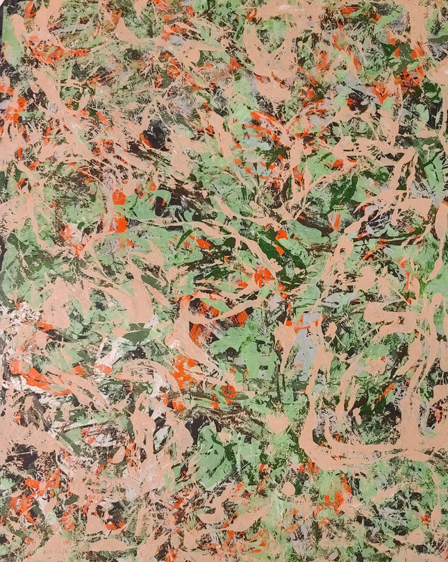 Abstraction Pollock Beige Original Oil Painting by Samuel Kamen