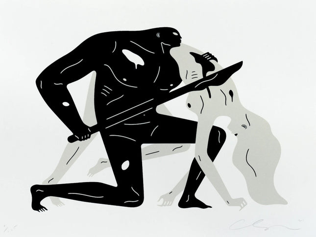 Between the Sun and Moon 2- White Silkscreen Print by Cleon Peterson