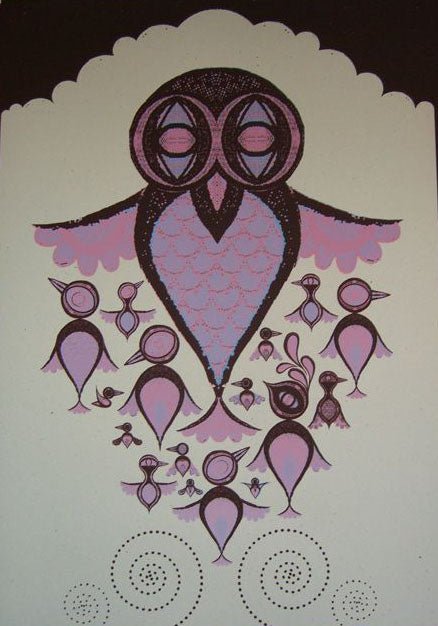 Birds Pink Silkscreen Print by Jon Smith