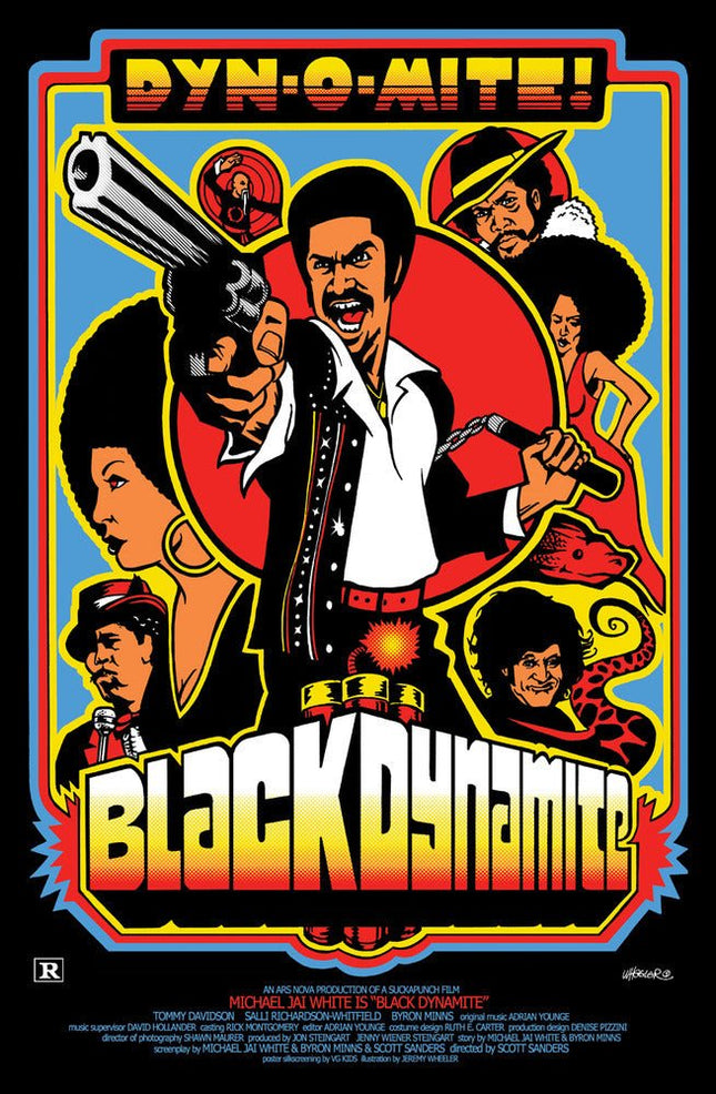 Black Dynamite Blacklight Silkscreen Print by Jeremy Wheeler