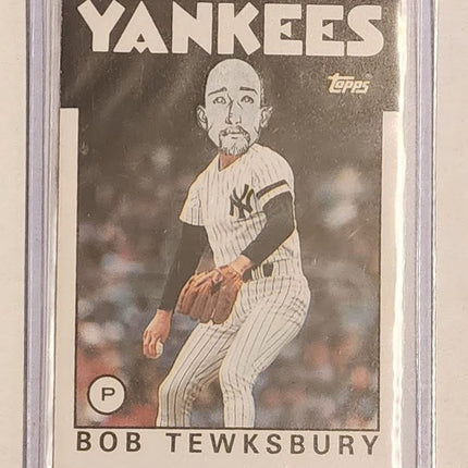 Bob Tewksbury Bald Man Yankees Original Collage Baseball Card Art by Pat Riot