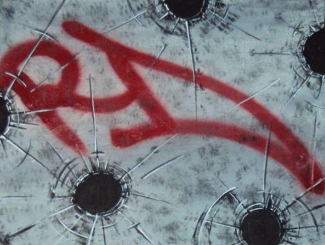 Bullet Holes Original Acrylic Spray Paint Painting by RD-357 Real Deal