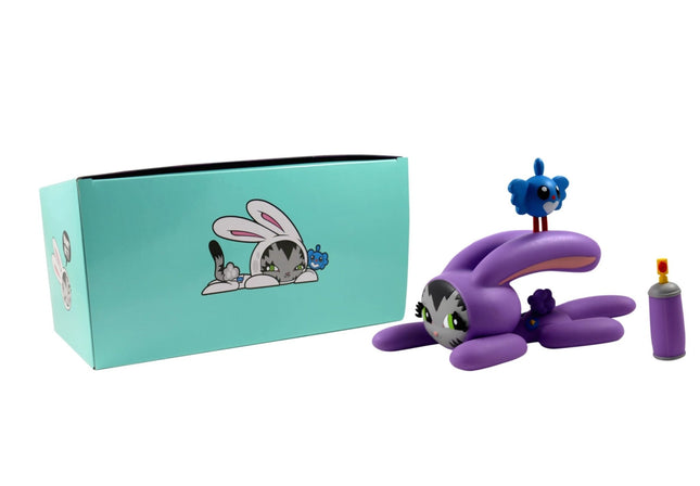 BunnyKitty Lavender Vinyl Art Toy Sculpture by Dave Persue