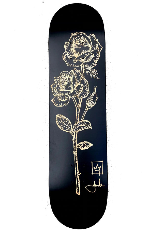 Carved Rose Black Skateboard Art Deck by Jenna Morello