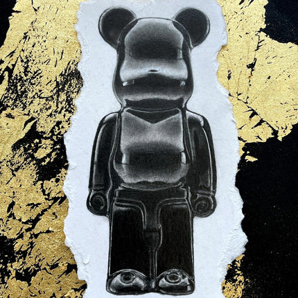 Crystal Be@rbrick Gold Leaf Original Drawing Painting by MMont
