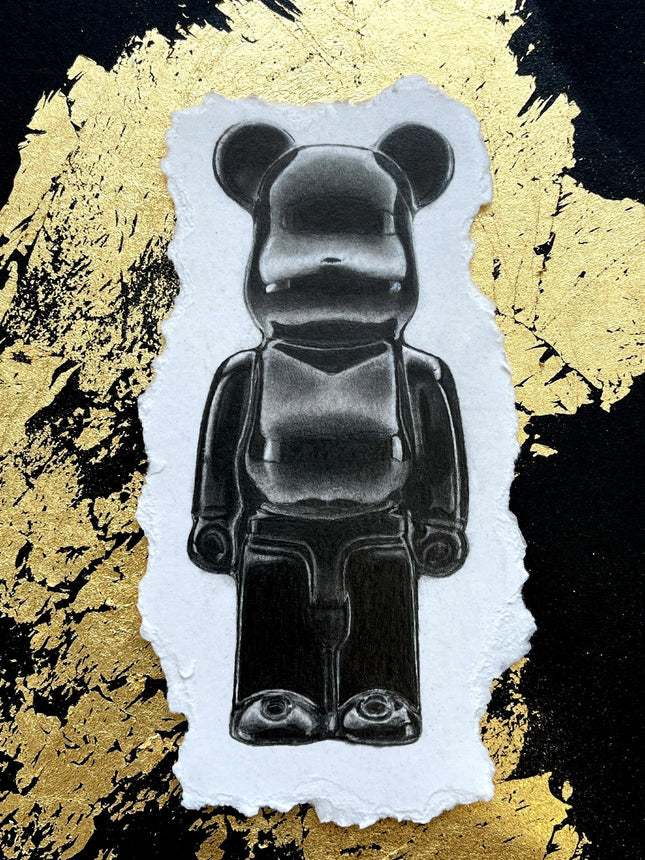 Crystal Be@rbrick Gold Leaf Original Drawing Painting by MMont