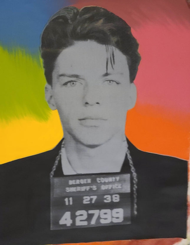 Frank Sinatra Mug Shot Rainbow AP HPM Serigraph Print by Steve Kaufman SAK