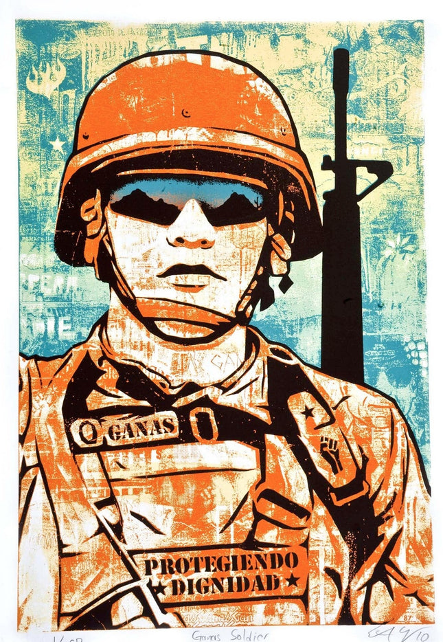 Ganas Soldier Serigraph Print by Ernesto Yerena Montejano- Hecho Con Ganas