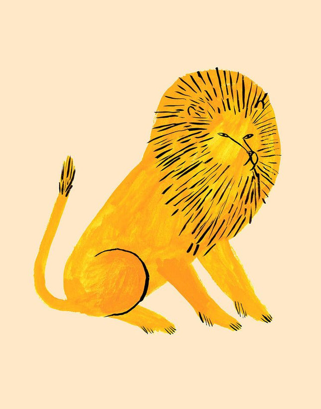 Gold Lion Giclee Print by Jen Collins