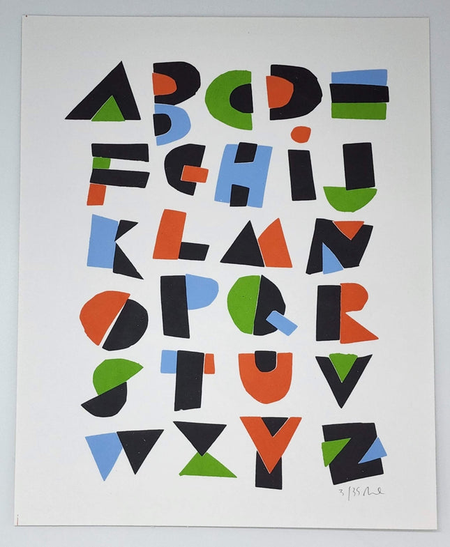 Hand Cut Alphabet Multi Silkscreen Print by Nate Duval