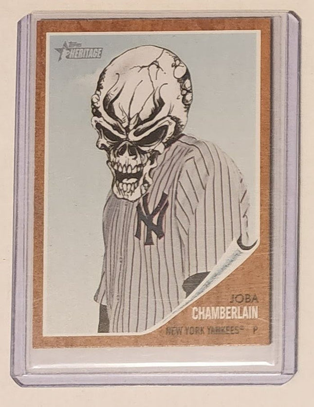 Joba Chamberlain Skull Brain Yankees Original Collage Baseball Card Art by Pat Riot
