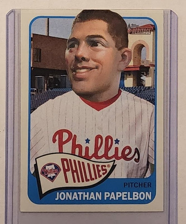 Jonathan Papelbon Big Face Phillies Original Collage Baseball Card Art by Pat Riot