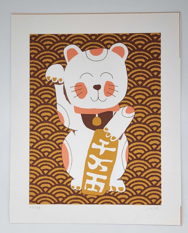 Lucky Cat Silkscreen Print by Nate Duval