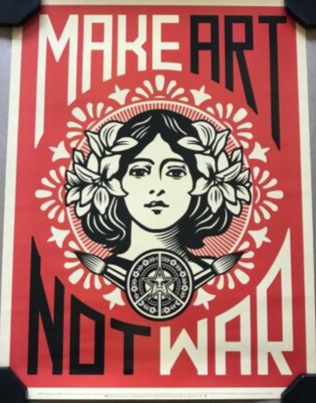 Make Art Not War 18x24 2009 Lithograph Print by Shepard Fairey- OBEY