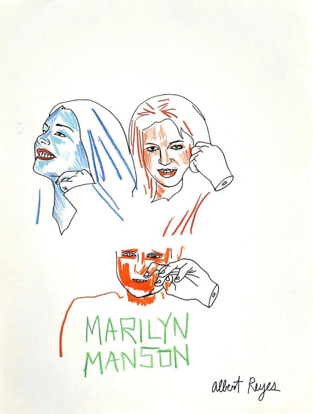 Marilyn Manson Pencil Color Drawing by Albert Reyes