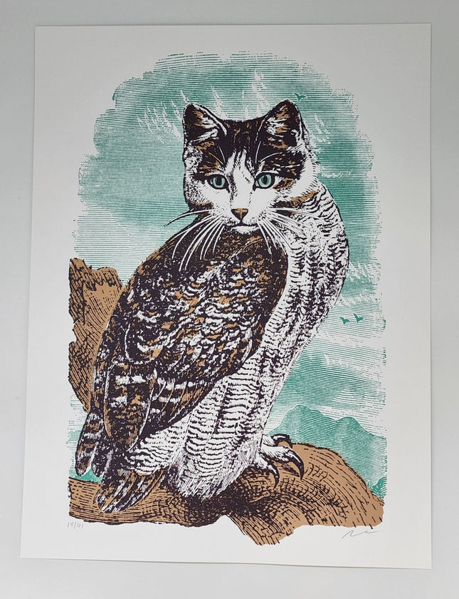 Meowl 12x16 Silkscreen Print by Nate Duval