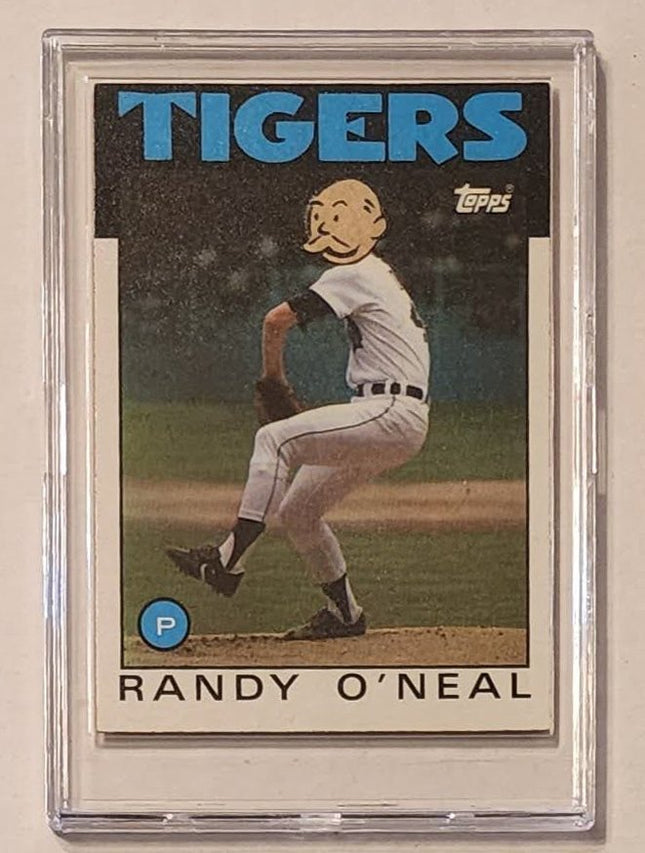 Randy ONeal Monopoly Man Tigers Original Collage Baseball Card Art by Pat Riot
