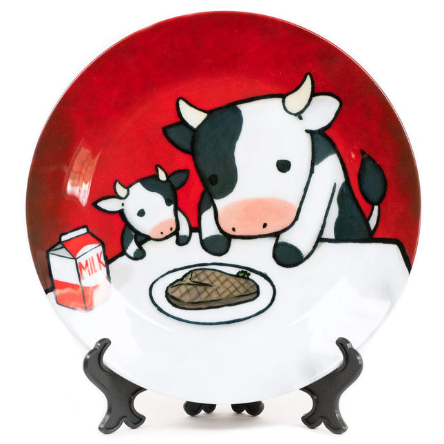 Revenge Is A Dish Cow Ceramic Plate Art Object by Luke Chueh