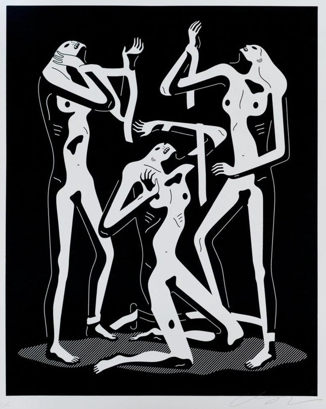 Sirens- White Serigraph Print by Cleon Peterson