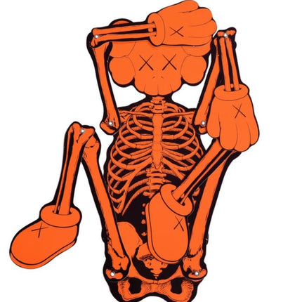 Skeleton Board Cutout Ornament- Orange Giclee Print by Kaws- Brian Donnelly