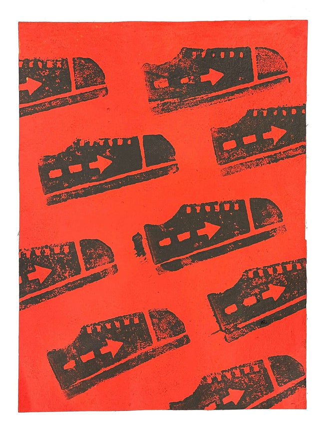 Sneaker Print Red Silkscreen Print by Skewville