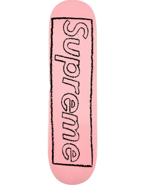 Supreme KAWS Chalk Logo Deck- Pink Skateboard by Kaws- Brian Donnelly