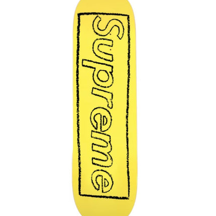 Supreme KAWS Chalk Logo Deck- Yellow Skateboard by Kaws- Brian Donnelly