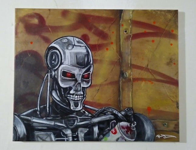 Terminator Examining Old Krylon Can Original Acrylic Spray Paint Painting by RD-357 Real Deal