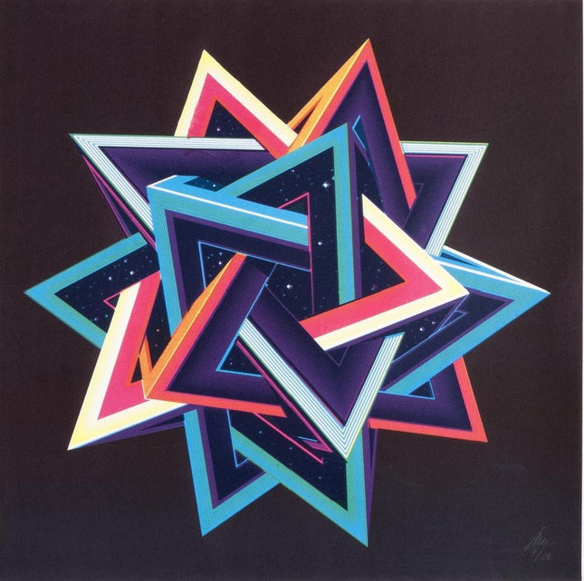 Tetrahedron Low Orbit Silkscreen Print by Sam Chivers