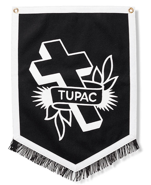 Tupac Silkscreen Print Pennant Tapestry by Mike Giant