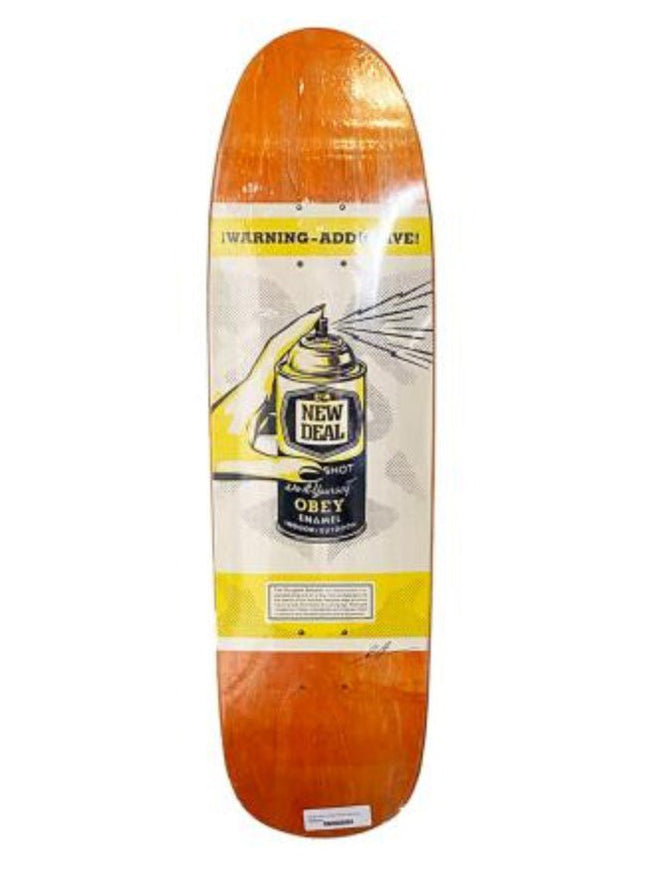 Warning: Addictive- Orange Silkscreen Skateboard by Shepard Fairey- OBEY