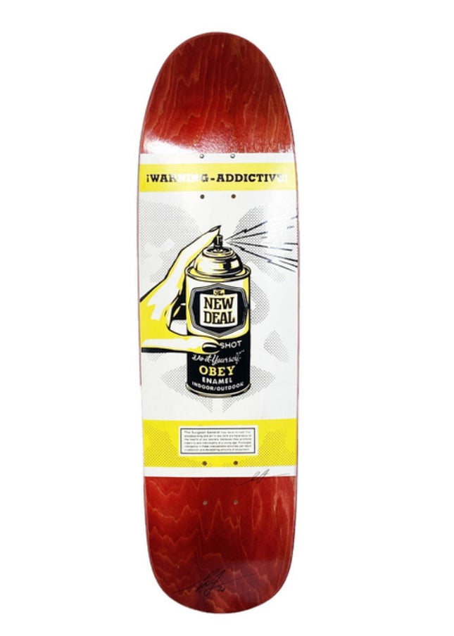 Warning: Addictive- Red Silkscreen Skateboard by Shepard Fairey- OBEY