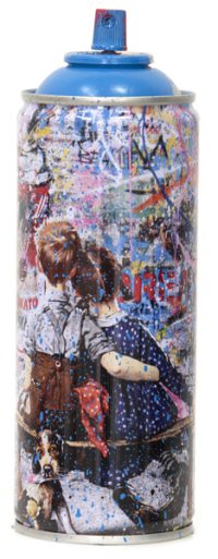 Work Well Together Cyan Spray Paint Can Sculpture by Mr Brainwash- Thierry Guetta