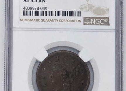 1855 1C - Bouton sur l'oreille XF45 BN | Pièce de 1 cent (penny) certifiée NGC