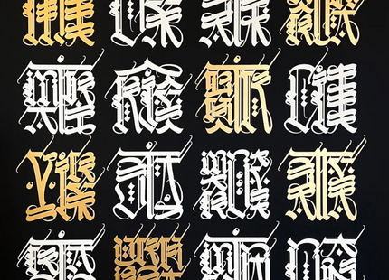 24 Virtues Black Silkscreen Print by Cryptik