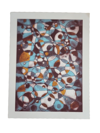Abstract Circles Teal Blue Silkscreen Print by Nate Duval