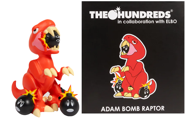 Adam Bomb Raptor Red Art Toy by Max Elbo x Mr Cartoon The Hundreds